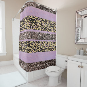 Leopard Glitter Streifen Glam 1 Duschvorhang