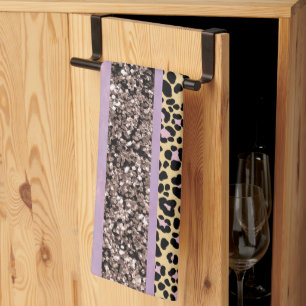 Leopard Glitter Streifen Glam 1 Geschirrtuch
