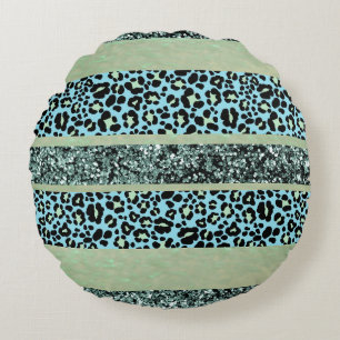 Leopard Glitter Streifen Glam 2 Rundes Kissen