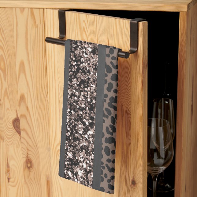 Leopard Glitter Streifen Glam 6 Geschirrtuch (Drittel gefaltet)