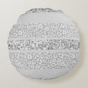 Leopard Glitter Streifen Glam 7 Rundes Kissen