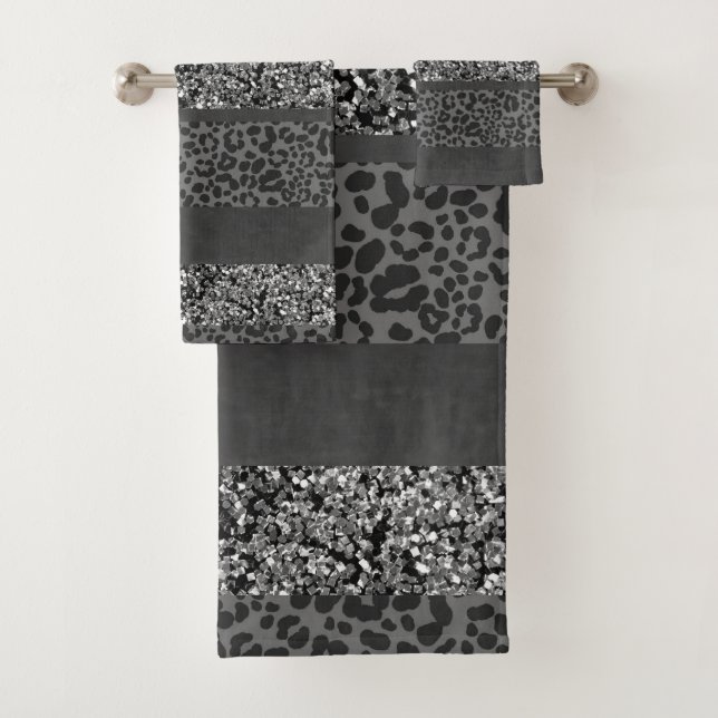Leopard Glitter Streifen Glam 9 Badhandtuch Set (Insitu)
