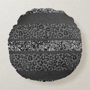 Leopard Glitter Streifen Glam 9 Rundes Kissen