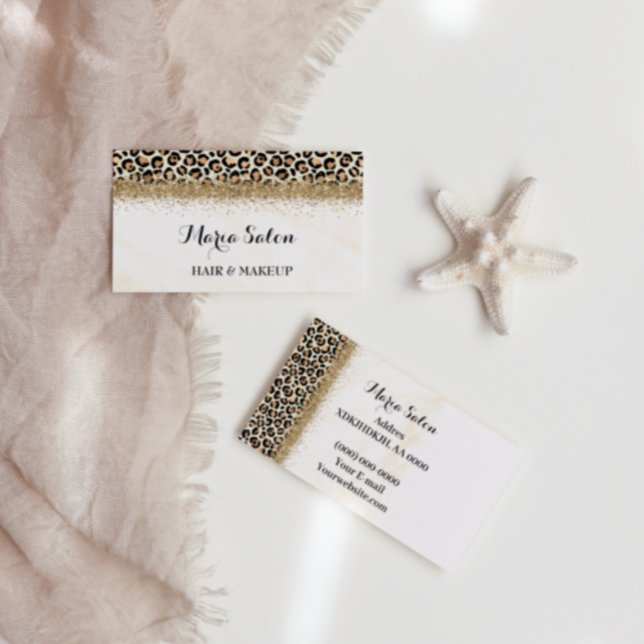 Leopard Glitzer Gold Business Card Visitenkarte (Von Creator hochgeladen)