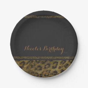 Leopard Glitzernde Pailletten Glam Chic Moderne Pa Pappteller