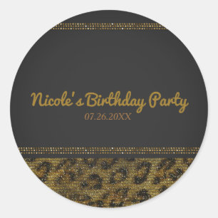 Leopard Glitzernde Pailletten Glam Chic Moderne Pa Runder Aufkleber