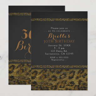 Leopard Glitzernde Pailletten Glam Chic Party-Einl Einladung