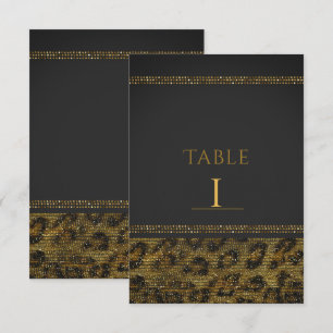 Leopard Glitzernde Pailletten Glam Chic Tischnumme Einladung