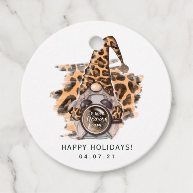 Leopard Gnome Favor Tags Geschenkanhänger (Vorderseite)