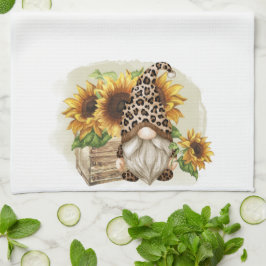 Leopard Gnome Sonnenblumen Geschirrtuch