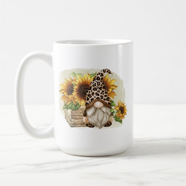 Leopard Gnome Sonnenblumen Kaffeetasse (Links)