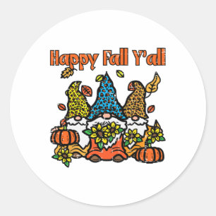 Leopard Gnomes Happy Fall Yall Erntedank Men Wo Runder Aufkleber