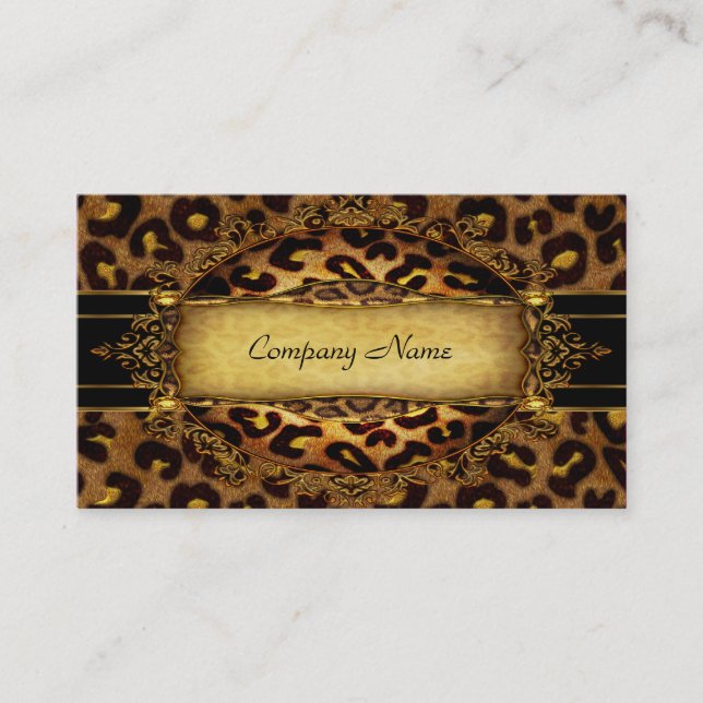 Leopard Gold Black Boutique Card Elegante 2 Visitenkarte (Vorderseite)