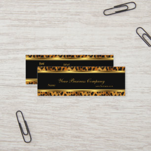Leopard Gold Black Stripe Elegante Klasse Mini Visitenkarte