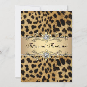 Leopard Gold Frauen 50. Geburtstagsfeier Einladung