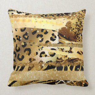 Leopard Gold Glitzer Wildtier Confetti Chic Kissen