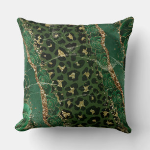 Leopard Gold Green Rose Agate Throw Kissen