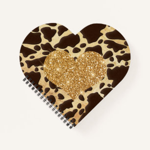 Leopard Gold Herz Notizbuch