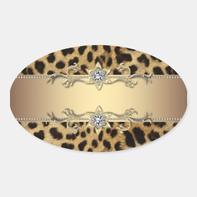Leopard Gold Jewel Umschlag Aufkleber Sticker (Vorderseite)