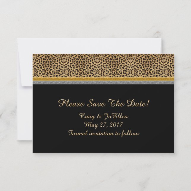 Leopard Gold Silver Save the Date (Vorderseite)