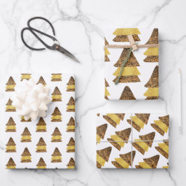 Leopard Golden Christmas Tree Muster Geschenkpapier Set