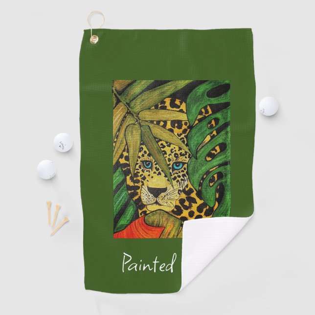Leopard Golf Towel Painted Wild Golfhandtuch (Insitu)