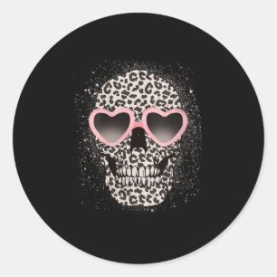 Leopard Gothic Skull Cool Skeleton Cheetah Runder Aufkleber