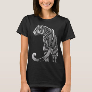 "Leopard Grace – Künstlerische Linienkunst T-Shirt