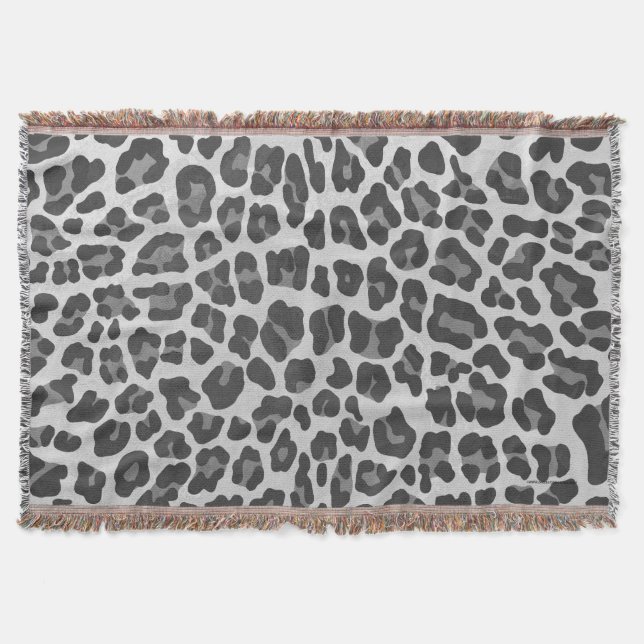 Leopard Gray and Light Gray Print Decke (Vorderseite)