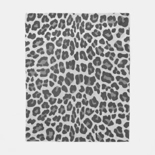 Leopard Gray and Light Gray Print Fleecedecke