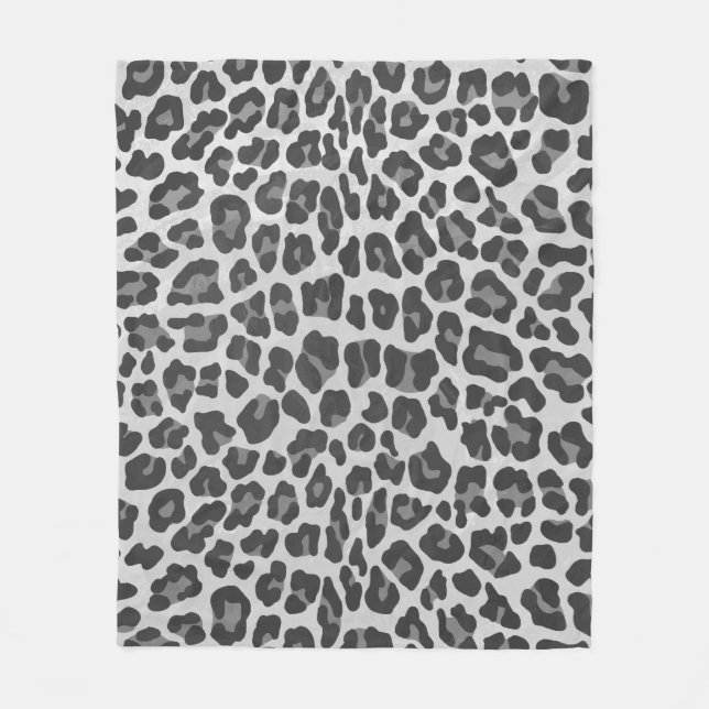 Leopard Gray and Light Gray Print Fleecedecke (Vorderseite)
