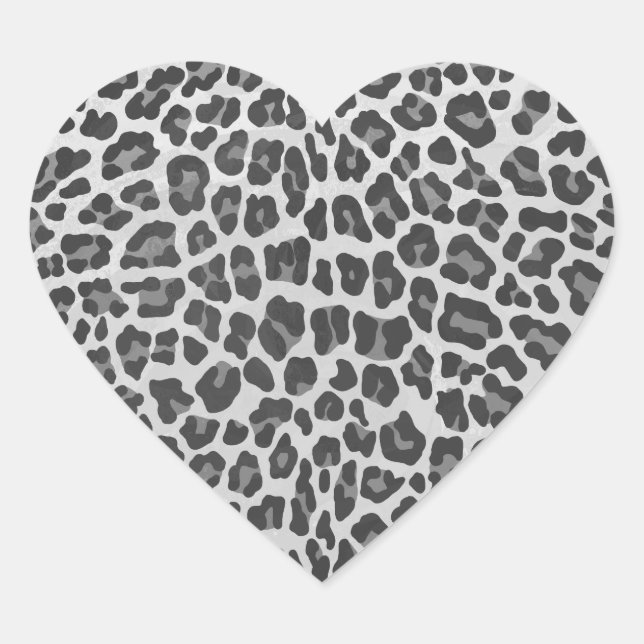 Leopard Gray and Light Gray Print Herz-Aufkleber (Vorderseite)