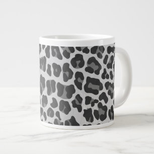 Leopard Gray and Light Gray Print Jumbo-Tasse