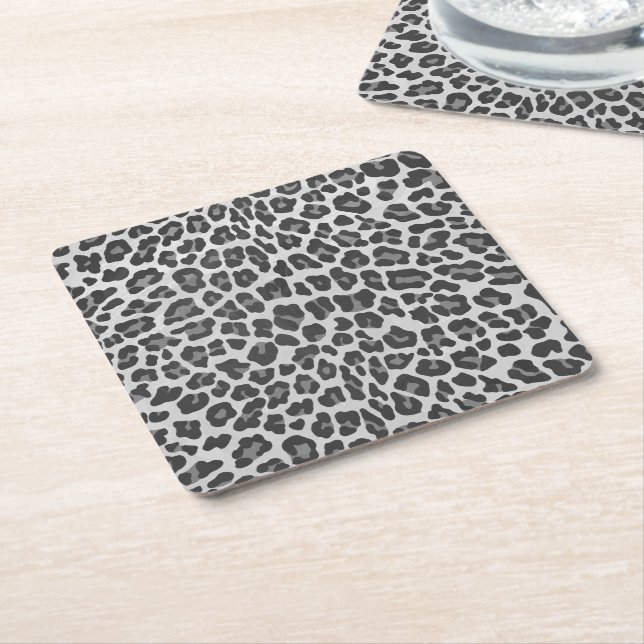 Leopard Gray and Light Gray Print Rechteckiger Pappuntersetzer (angewinkelt)