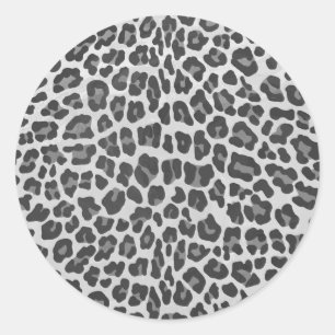 Leopard Gray and Light Gray Print Runder Aufkleber