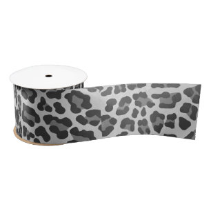 Leopard Gray and Light Gray Print Satinband