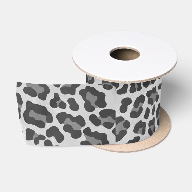 Leopard Gray and Light Gray Print Satinband (Spule)