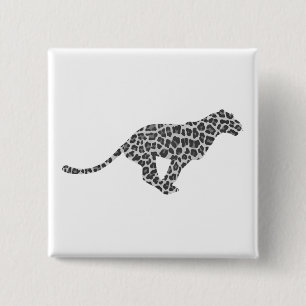 Leopard Gray and Light Gray Silhouette Button