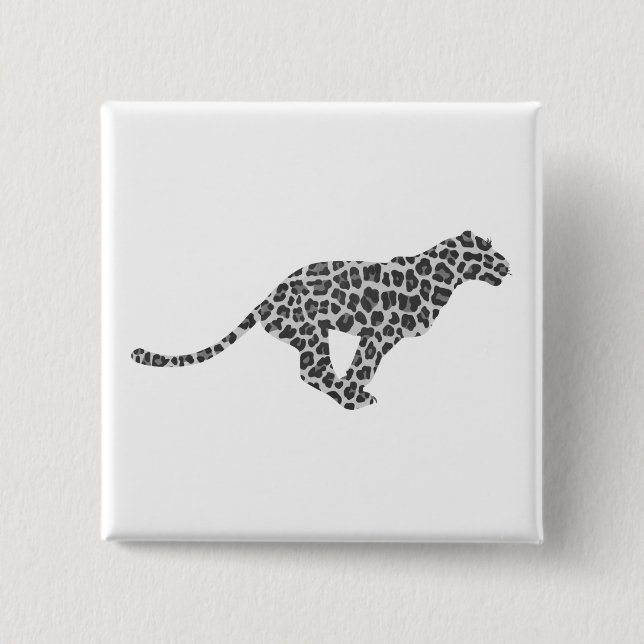 Leopard Gray and Light Gray Silhouette Button (Vorderseite)