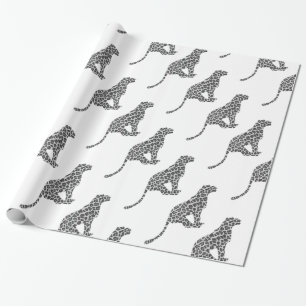 Leopard Gray and Light Gray Silhouette Geschenkpapier