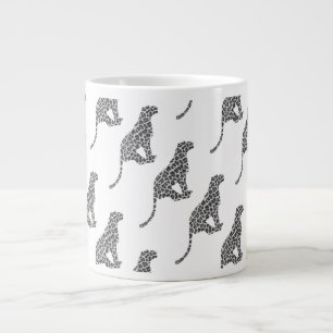 Leopard Gray and Light Gray Silhouette Jumbo-Tasse