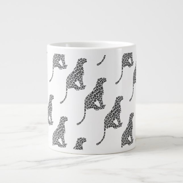 Leopard Gray and Light Gray Silhouette Jumbo-Tasse (Vorderseite)