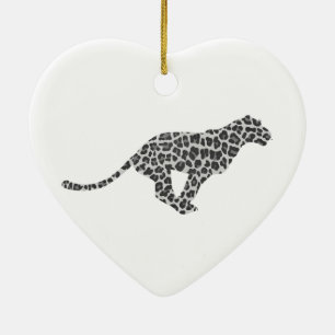 Leopard Gray and Light Gray Silhouette Keramik Ornament