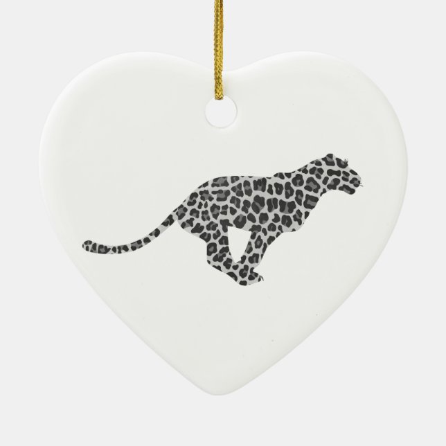 Leopard Gray and Light Gray Silhouette Keramik Ornament (Hinten)