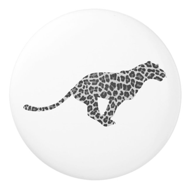 Leopard Gray and Light Gray Silhouette Keramikknauf (Vorderseite)