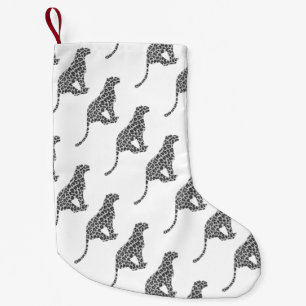 Leopard Gray and Light Gray Silhouette Kleiner Weihnachtsstrumpf