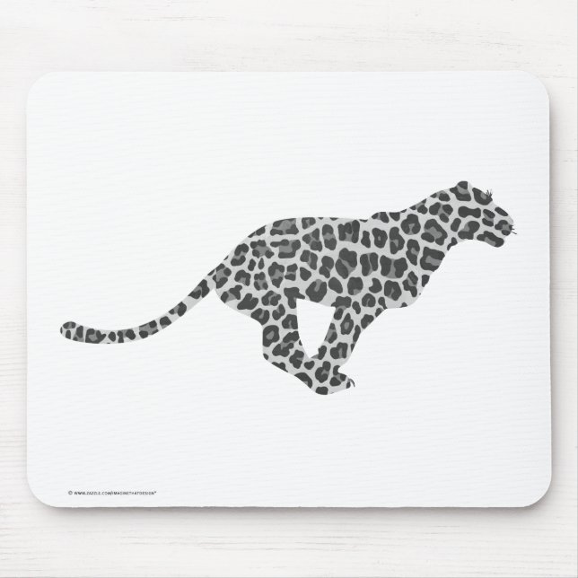 Leopard Gray and Light Gray Silhouette Mousepad (Vorne)