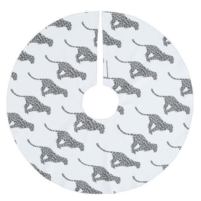 Leopard Gray and Light Gray Silhouette Polyester Weihnachtsbaumdecke (Vorderseite)