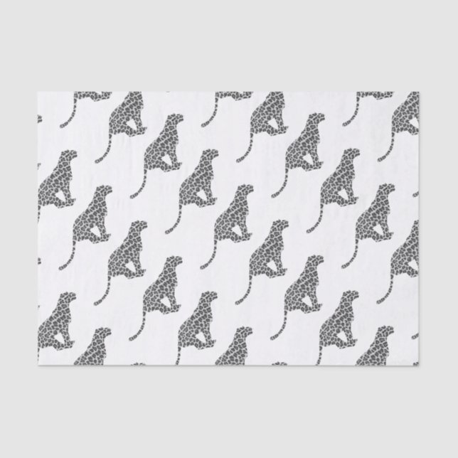 Leopard Gray and Light Gray Silhouette Seidenpapier (Vorderseite)