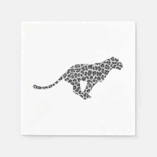 Leopard Gray and Light Gray Silhouette Serviette
